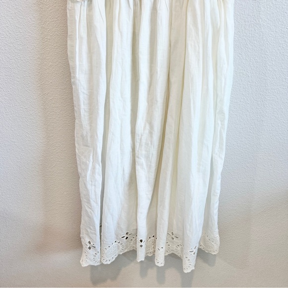 Natural Life White Smocked Cotton Eyelet Midi Dress L/XL Cottagecore Boho NWT - Picture 11 of 12